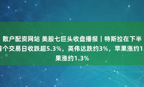 散户配资网站 美股七巨头收盘播报｜特斯拉在下半年首个交易日收跌超5.3%，英伟达跌约3%，苹果涨约1.3%
